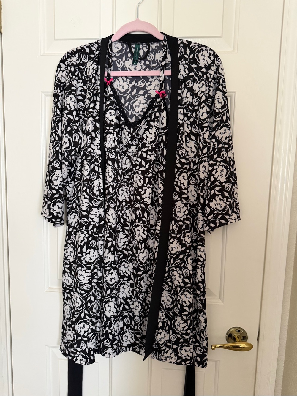 Laura Ashley Black & White Floral Long Sleeve Wrap Dress